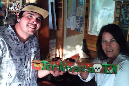 Rusty and Lori with Terlingua
                sign